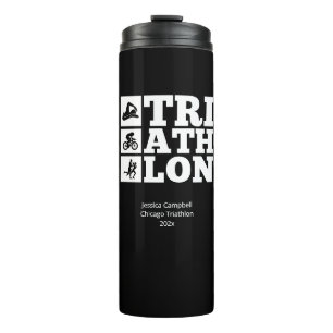 Garrafa Térmica Preto ・ Motivação de Triathlon