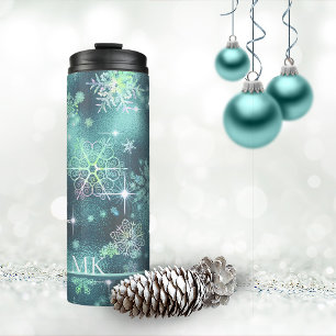 Garrafa Térmica Prettiest Snowflakes, Teal ID846