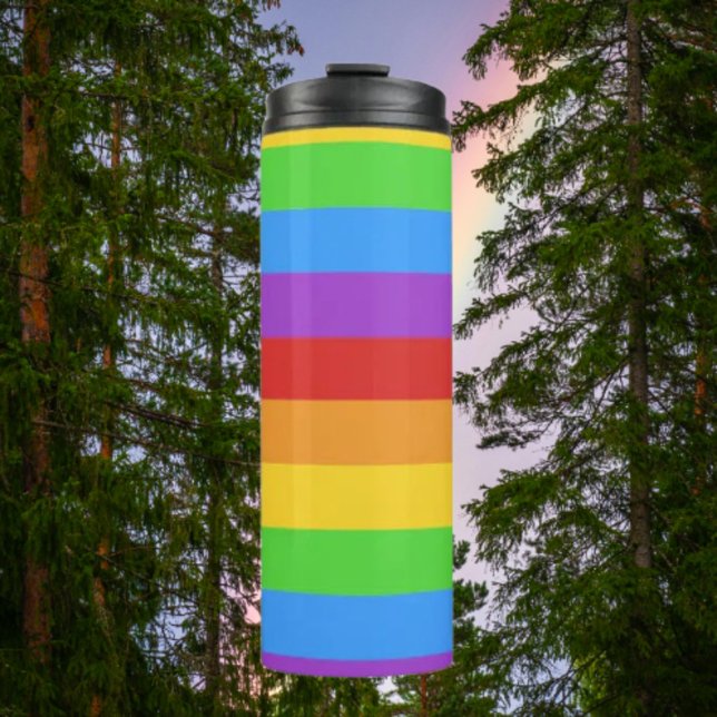 Garrafa Térmica Pride Power: Bandeira Arco-Íris (Criador carregado)
