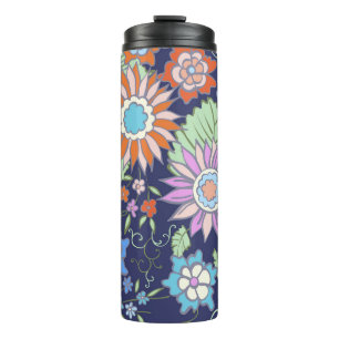 Garrafa Térmica Primavera de padrão de fundo uniforme floral - Ver