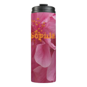 Garrafa Térmica Primavera Floral Modern Chic Pink Nome Hibiscus