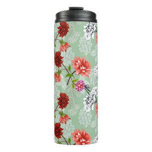 Garrafa Térmica Primavera Verde Floral: Desenho Mão