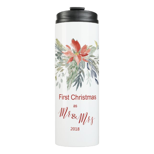 Garrafa Térmica Primeiro Natal Juntos como Sr. e Sra. (Frente)