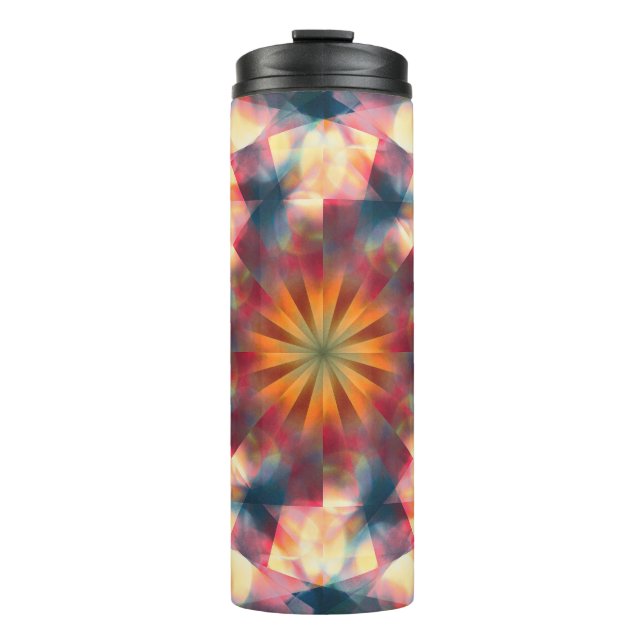 Garrafa Térmica Prismático Caleidoscópico Psicodélico Mandala (Frente)