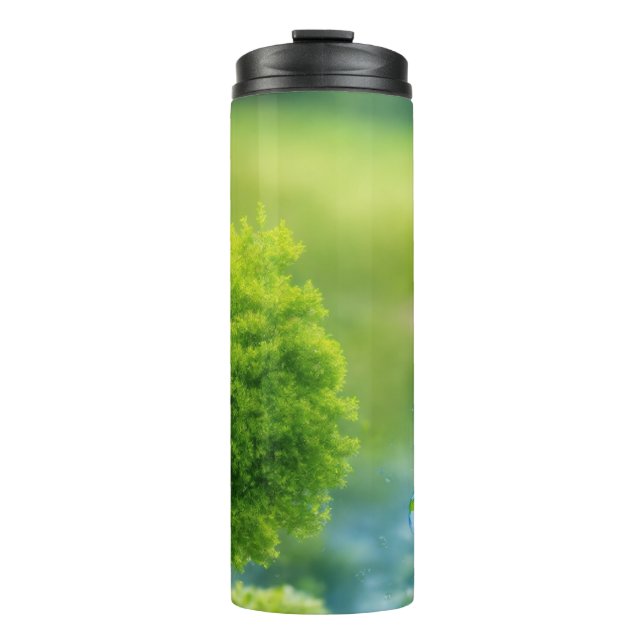 Garrafa Térmica Produza-me uma imagem de pegada de carbono com dic (Frente)