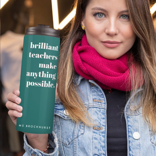 Garrafa Térmica Professor Brilhante Na moda Verde moderno de tendê (Criador carregado)