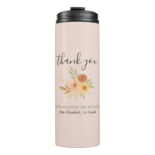Garrafa Térmica Professor de Boho Floral Watercolor Obrigado