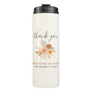 Garrafa Térmica Professor de Boho Floral Watercolor Obrigado
