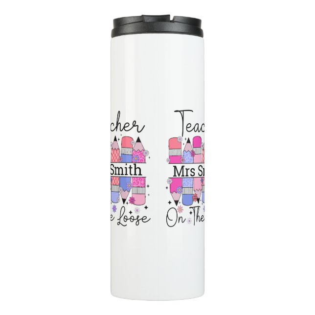 Garrafa Térmica Professor Divertido Nos Lápis Púrpura Rosa Perdido (Verso)