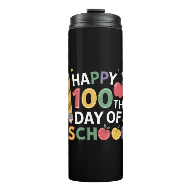 Garrafa Térmica Professores do 100º Dia de Aula Feliz 100 Dias (Frente)