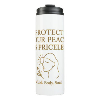 Garrafa Térmica Protect Your Peace — Minimalist Self-Care Quote