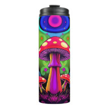 Psychedelic Vibrant Colorful Retro Mushrooms