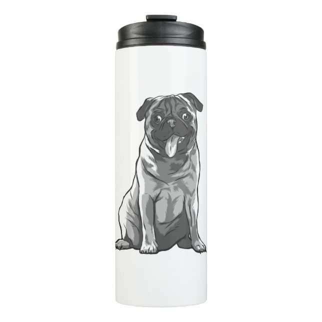 Garrafa Térmica Pug bonito com bom humor (Frente)