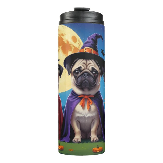 Garrafa Térmica Pug Dog Pumpkin Halloween Engraçado (Frente)