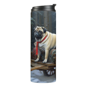 Garrafa Térmica Pug Temporada Festiva de Natal