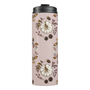 Garrafa Térmica Pumpkin branco com folhas de outono