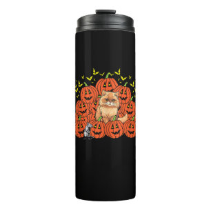 Garrafa Térmica Pumpkin Persa Cat Halloween Kitten Jack O Lanter