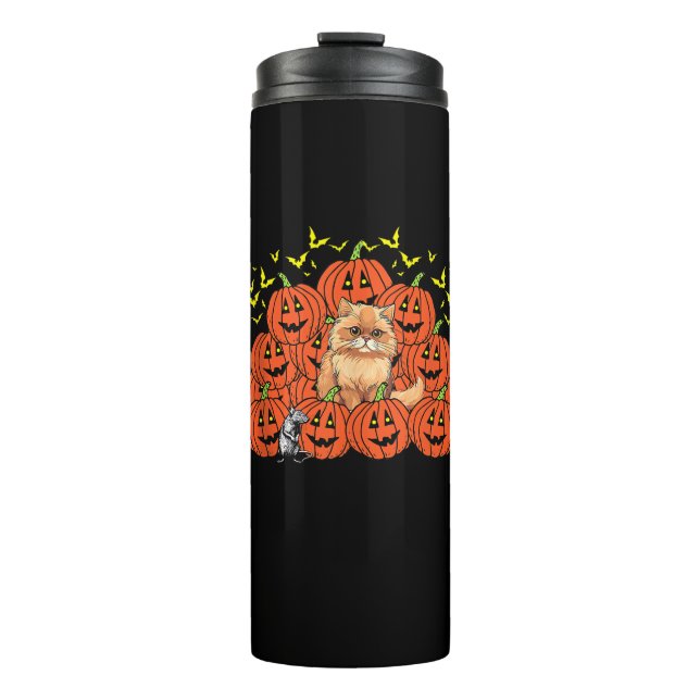 Garrafa Térmica Pumpkin Persa Cat Halloween Kitten Jack O Lanter (Frente)
