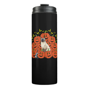 Garrafa Térmica Pumpkin Siamaese Cat Halloween Kitten Jack O Lante