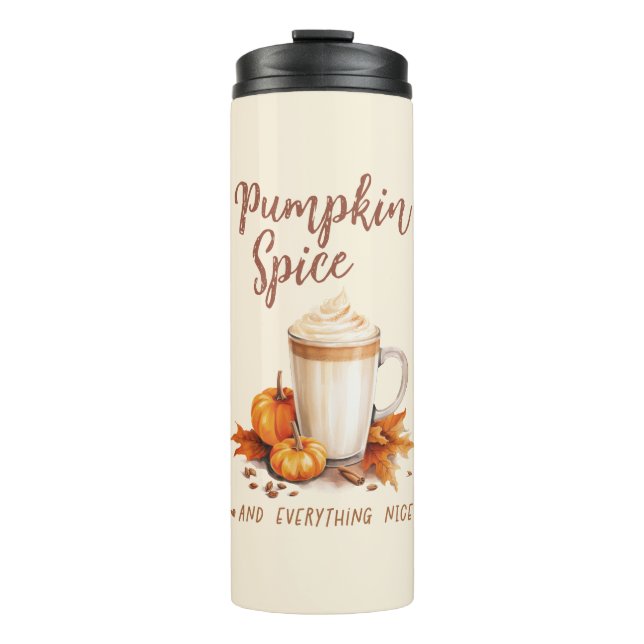 Garrafa Térmica Pumpkin Spice - Folhagem de Latte e Outono (Frente)