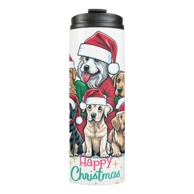 Garrafa Térmica Puppy Love de Natal (Frente)