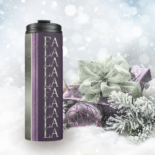 Garrafa Térmica Purple Green Christmas Fa La Pattern#27 ID1009