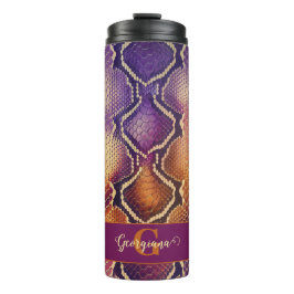 Garrafa Térmica Púrpura e Púrpura e Pele Cobra de Shimmering Doura
