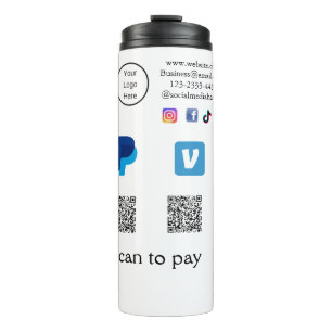 Garrafa Térmica Q R código PayPal varrimento venmo pagamento adici