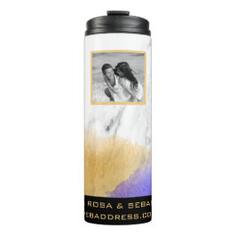 Garrafa Térmica *~* QR CASAL LOGO Foto Dourada Púrpura