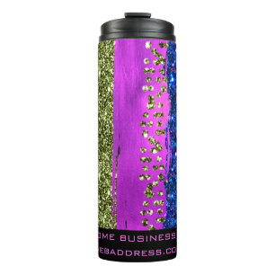 Garrafa Térmica *~* QR SWAG Animal Print Glitter Arco-Íris