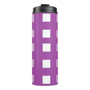 Garrafa Térmica Quadrados com padrão roxo