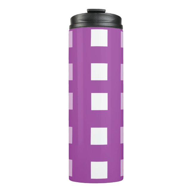 Garrafa Térmica Quadrados com padrão roxo (Frente)