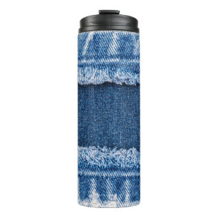 Garrafa Térmica Quadro de Tecido Denim Com Dois Tons Branqueados
