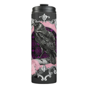 Garrafa Térmica Quadro Rosa de gótico de Raven do