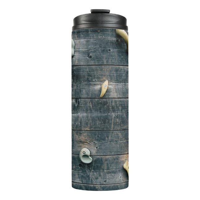 Garrafa Térmica Quatro decores de parede de madeira marrom (Frente)