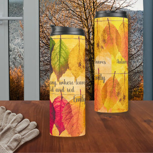 Garrafa Térmica Queda Amarelo Vermelho Marrom Folha Autumn Inspiro