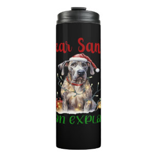 Garrafa Térmica Querido Papai Noel Eu Posso Explicar Great Dane T-