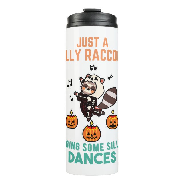 Garrafa Térmica Raccoon Dancing Halloween Pumpkin Party (Frente)