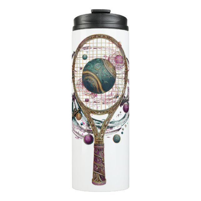 Garrafa Térmica Racket de tênis cósmico dourado (Frente)