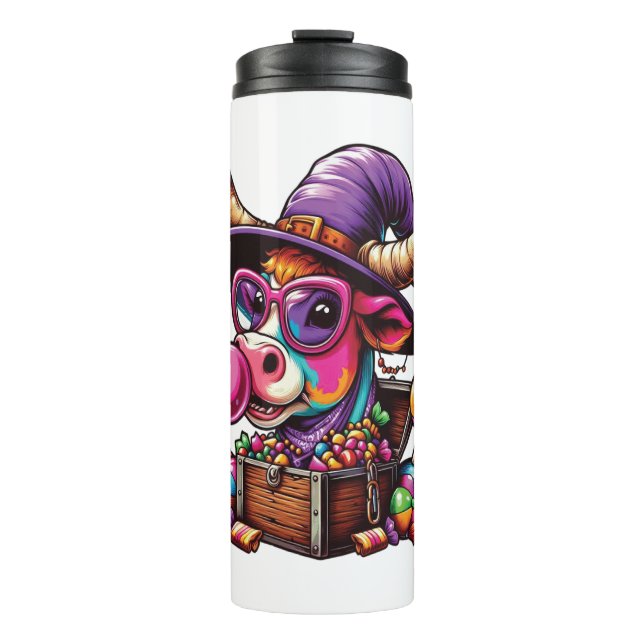 Garrafa Térmica Rainbow Highland Cow Halloween (Frente)