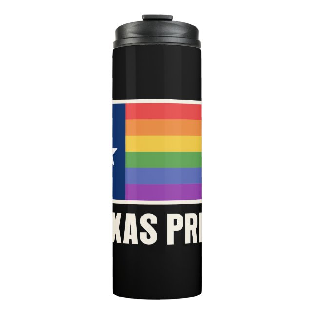 Garrafa Térmica Rainbow Texas Flag Design para os orgulhosos Texan (Frente)
