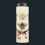 Garrafa Térmica Rainha Botânica Moderna Vintage<br><div class="desc">Rainha Botânica Moderna Vintage inseto de inseto de mel de abelhas, folhagem elegante retrô-vintage, jardim botânico buquê floral floral floral floral, folha de primavera de Verão, ilustração aquarela desenho luxo, néctar de rainha da arte da coroa, beleza bonita e bonita beleza buzz, flor de asas amarelas, natureza de abelhas silvestres,...</div>