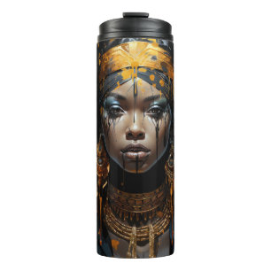 Garrafa Térmica Rainha caindo no Tumbler de Arte Dourada