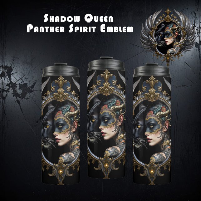 Garrafa Térmica Rainha da Sombra – Emblema do Espírito Pantera. (Criador carregado)