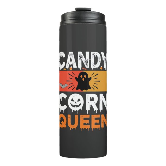 Garrafa Térmica Rainha do Candy Corn Halloween SVG Design (Frente)