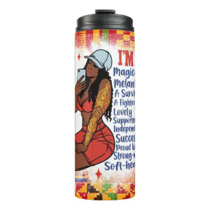 Garrafa Térmica Rainha negra melanina pãozinha afirmação amor