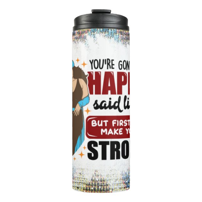 Garrafa Térmica Rainha negra melanina pãozinha afirmação amor (Frente)