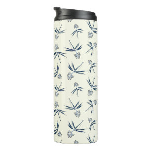 Garrafa Térmica Ramificações Azuis de Budding no creme - padrão pe
