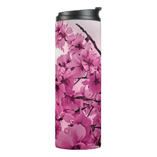 Garrafa Térmica Ramos de Cereja Ornamentais Roxo Estilizado