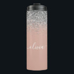 Garrafa Térmica Rapariga do Monograma com rosa Dourado Blush Pink<br><div class="desc">Rosa Dourado - Tumbler de Bebida com Nome de Monograma, Cor-de-Rosa e Sparkle Silver, com brilho brilhante e brilho prateado. Isto faz o doce e perfeito aniversário de 16 anos, casamento, chá de panela, aniversário, chá de fraldas ou festa de solteira presente para alguém que ama luxo de luxo e...</div>